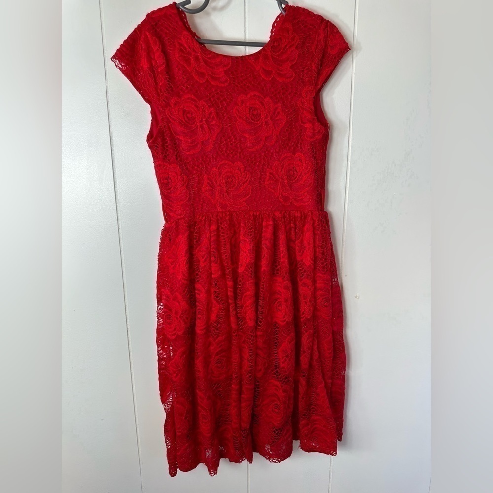 Just Kids Red Lace Little Girl’s Size 10 Dress - Picture 5 of 11